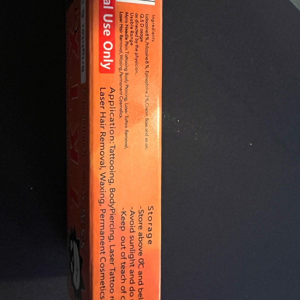 Orange TKTX Numbing Cream Box